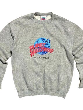 Planet Hollywood Seattle 1998 Vintage Graphic Crew Neck Sweatshirt, Men's Medium